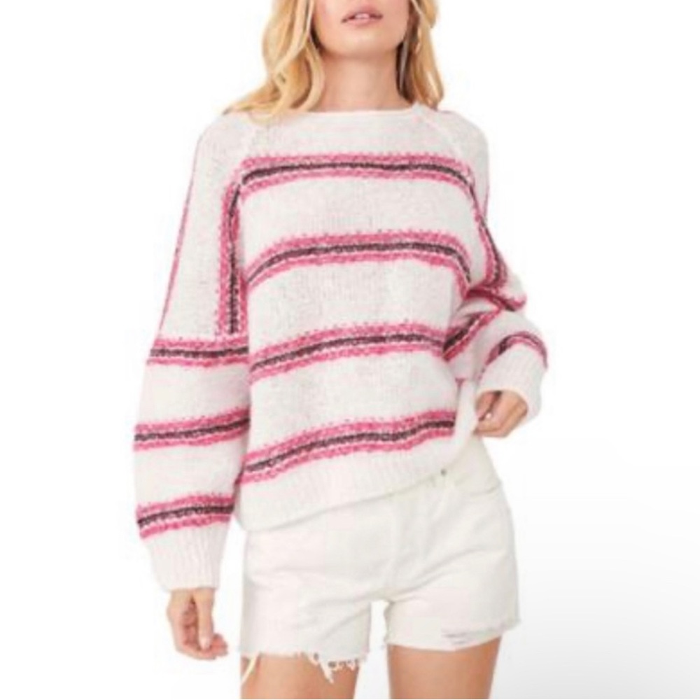 FREE PEOPLE soft, fuzzy, oversized striped sweater will fit XL, XXL+